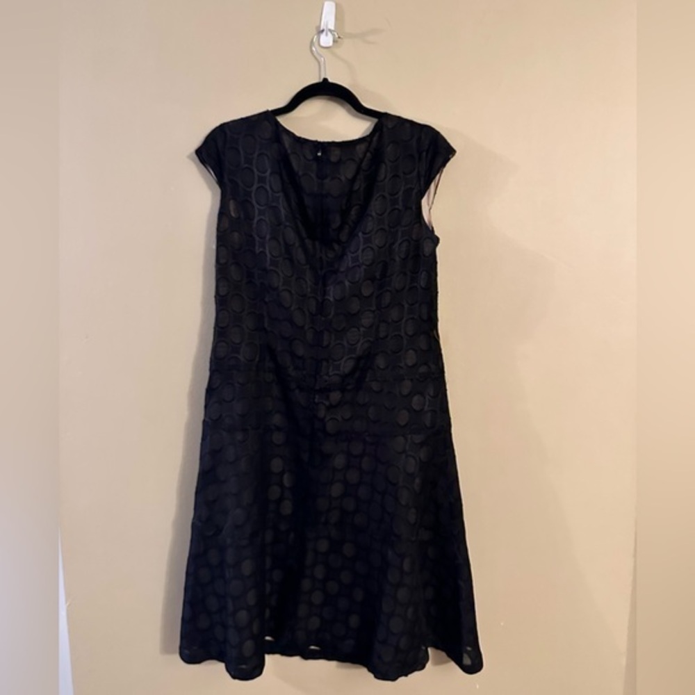 Ann Klein Women Eyelet Overlay Dress Black Size 12
